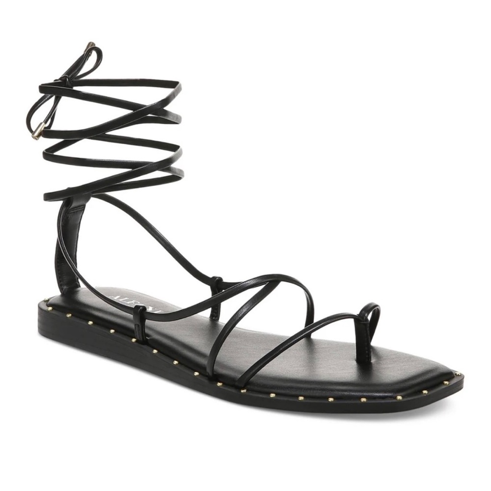 ALFANI Novaraa Step-N-Flex Black Casual Strappy Lace-Up Gladiator Sandals, 6.5